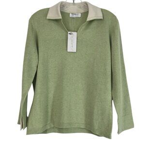 Hawick Cashmere Sweater Womens Size Small Green Long Sleeve V Neck Scotland‎